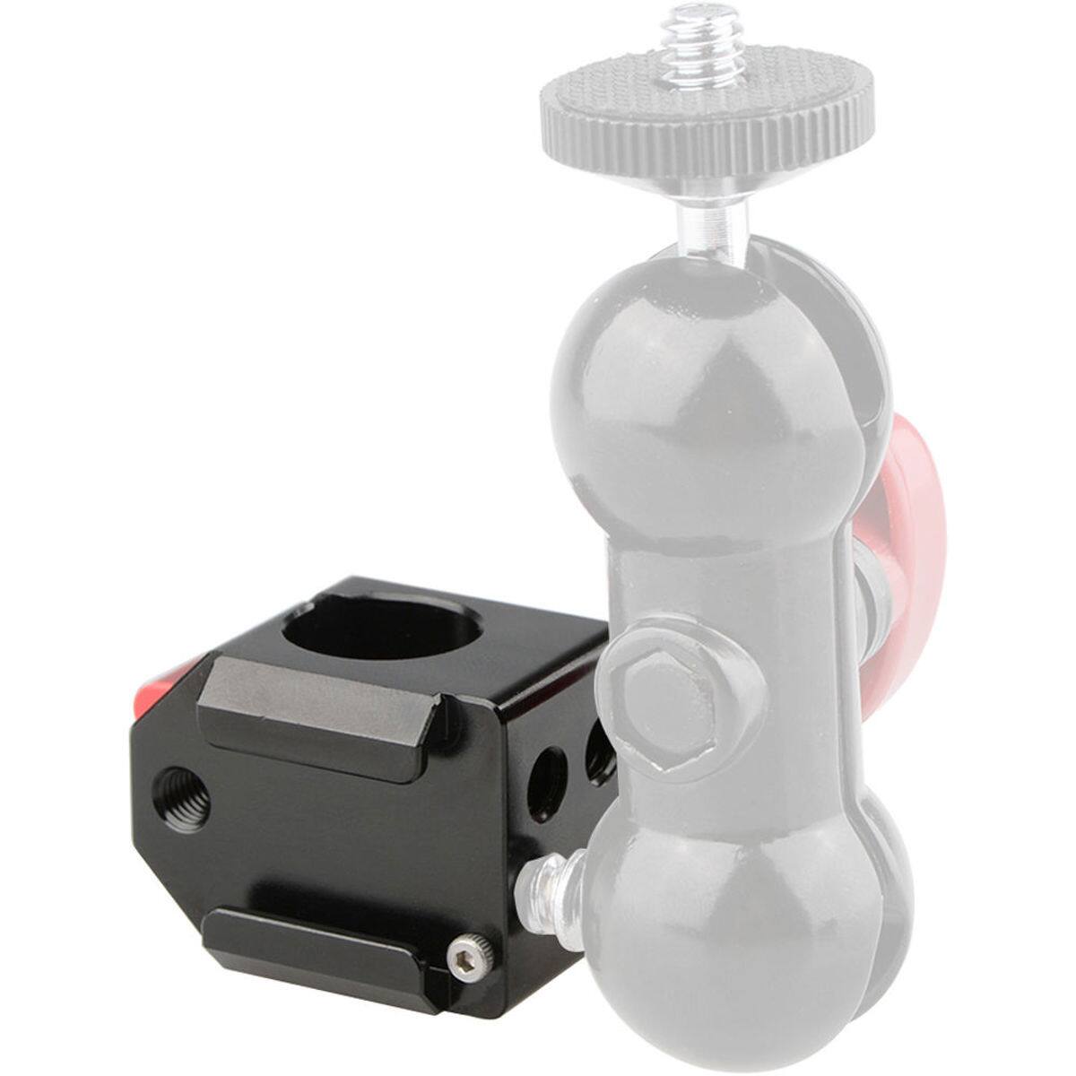 Alt View 5. CAMVATE - CAMVATE 15mm Rod Clamp with Cold Shoe, Red Knob.