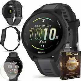 Garmin - Forerunner 165 Smart Sport Watch, Black + Slate Gray + 2 Year Extended Warranty Bundle - Black|Slate Gray - (2024)