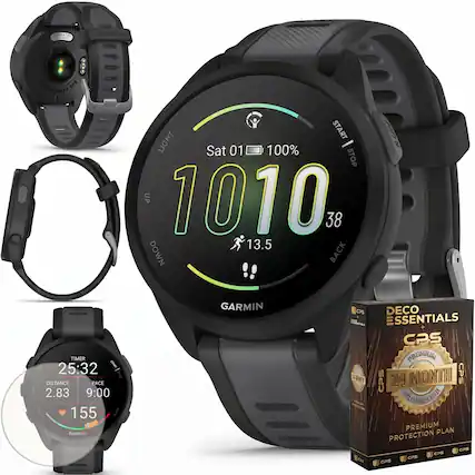 500
173056789 12345 FORERUNNER 165 Release NOY
GARMIN LIGHT START - Sat 01 100% STOP UP 1010 13.5 DOWN BACK
TIMER 25:32 START I STOP DISTANCE PACE 2.83 9:00 nwo6 155 BACK GARMIN
GARMIN
CPS
DECO ESSENTIALS + CPS PREMIUM CPS 24 MONTH CPS INFORTURE PREMIUM PLAN PROTECTION CPS CP5 CPS CPS