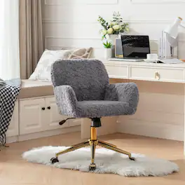 Z-Edge - Modern Home Office Desk Chair with Golden Metal Base, Adjustable Height, 360 Degree Swivel, Smooth-Rolling Wheels - Gray