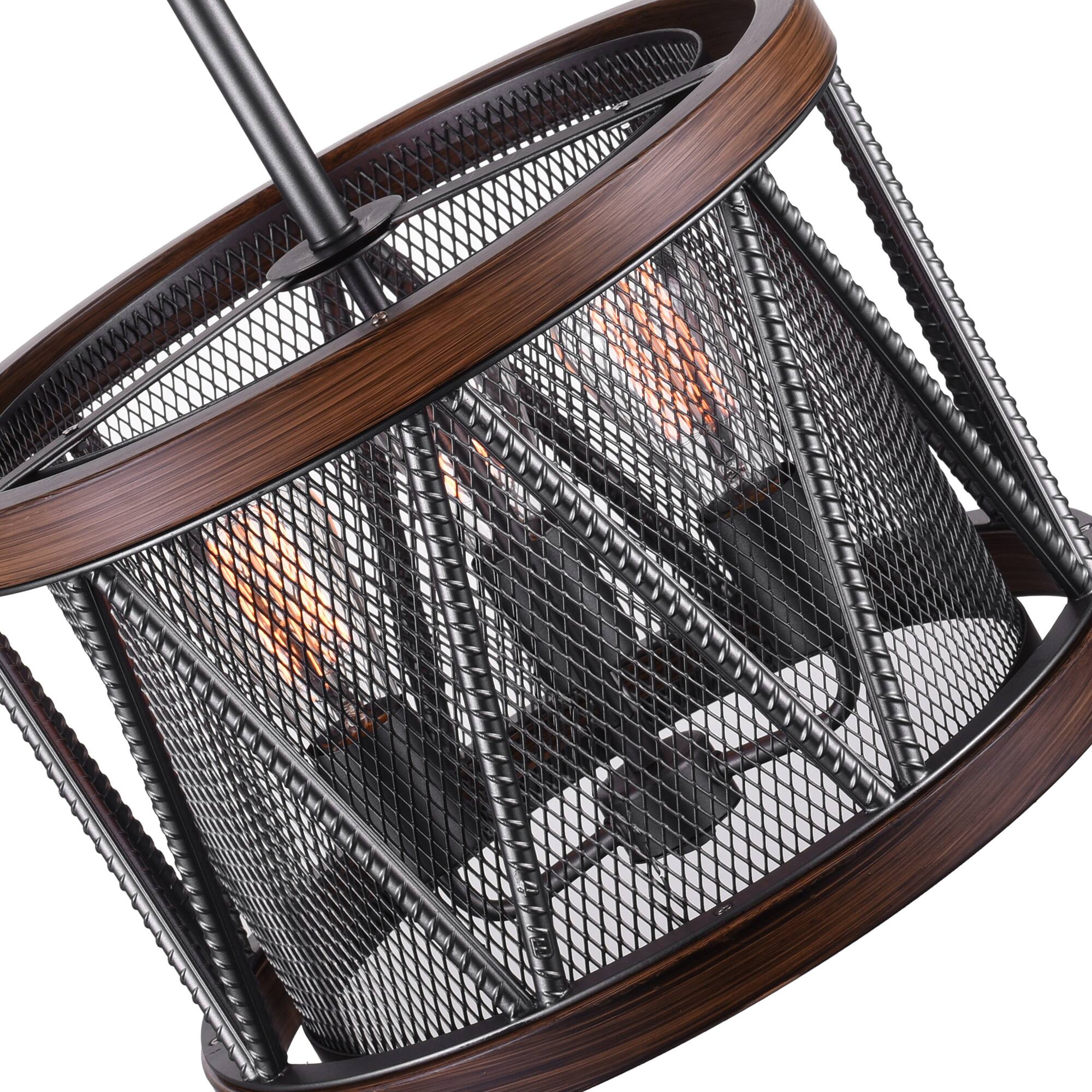 Back. CWI Lighting - Parsh 3 Light Drum Shade Chandelier With Pewter Finish - Pewter.