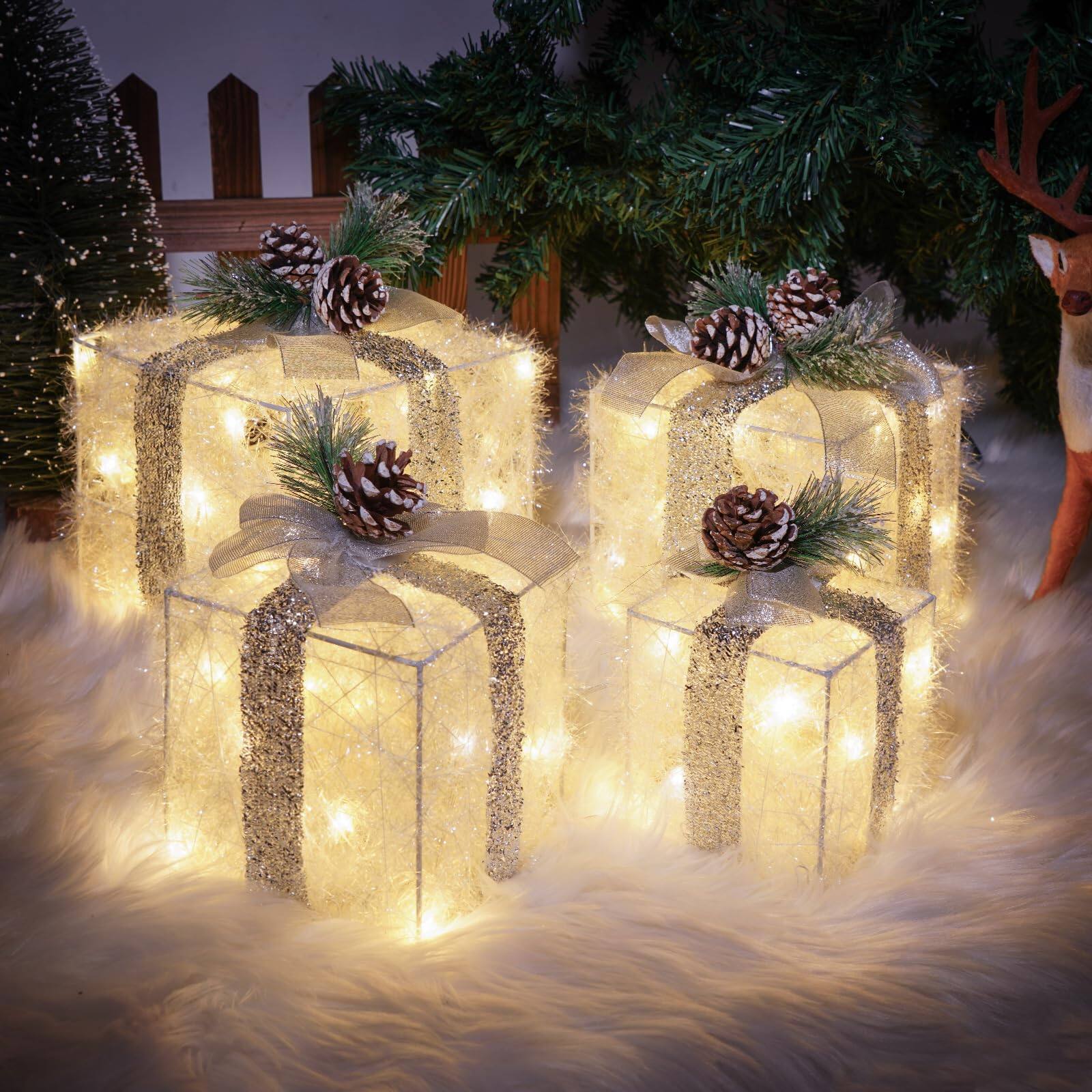 Alt View 1. NICHOLAS KLEIN - Set Of 4 Christmas Lighted Gift Boxes Light Up Present With Different Operated warm - PVC-Multi-Colored.