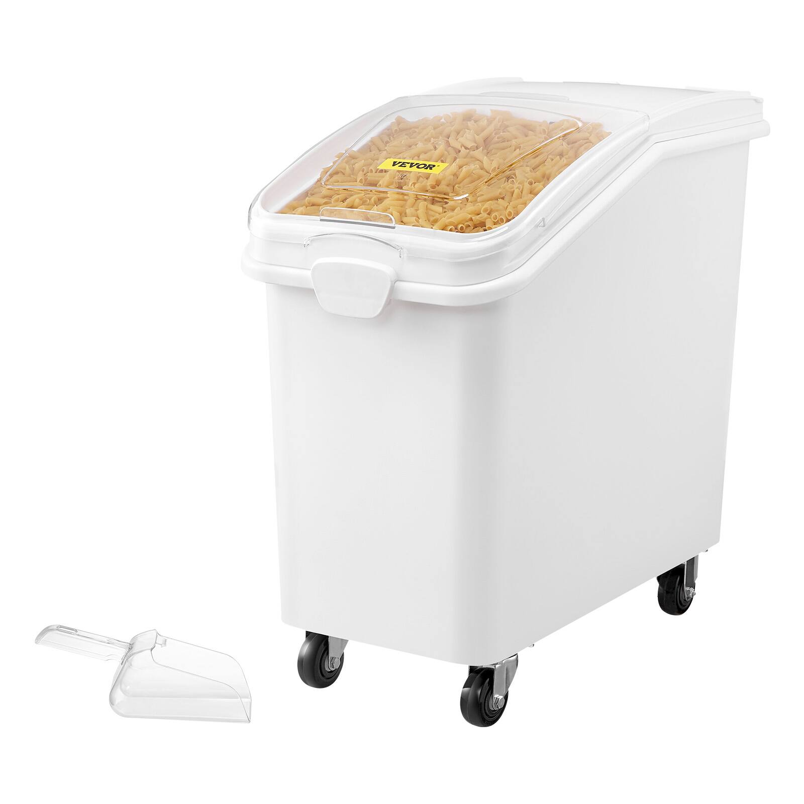 Alt View 5. VEVOR - Rice Storage Container, 27Gallon/100L Capacity Large Dog Food Dispenser Bin, Kitchen Ingredient Grain Cereal Flour Bin - White.