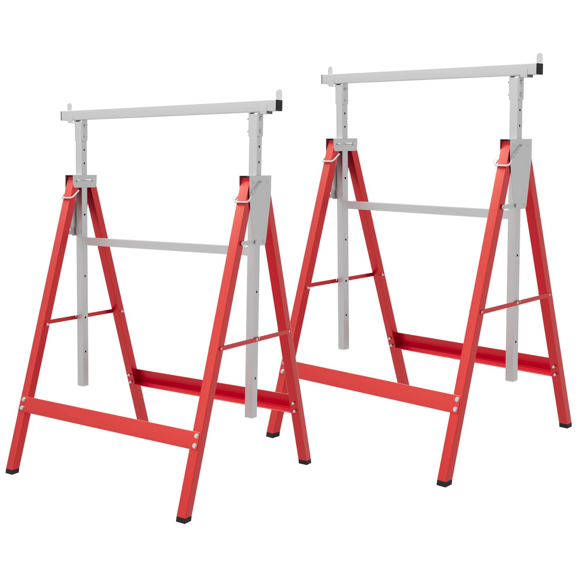 Homcom of 2 Adjustable Telescopic Builders Trestle, DIY Steel Work ...
