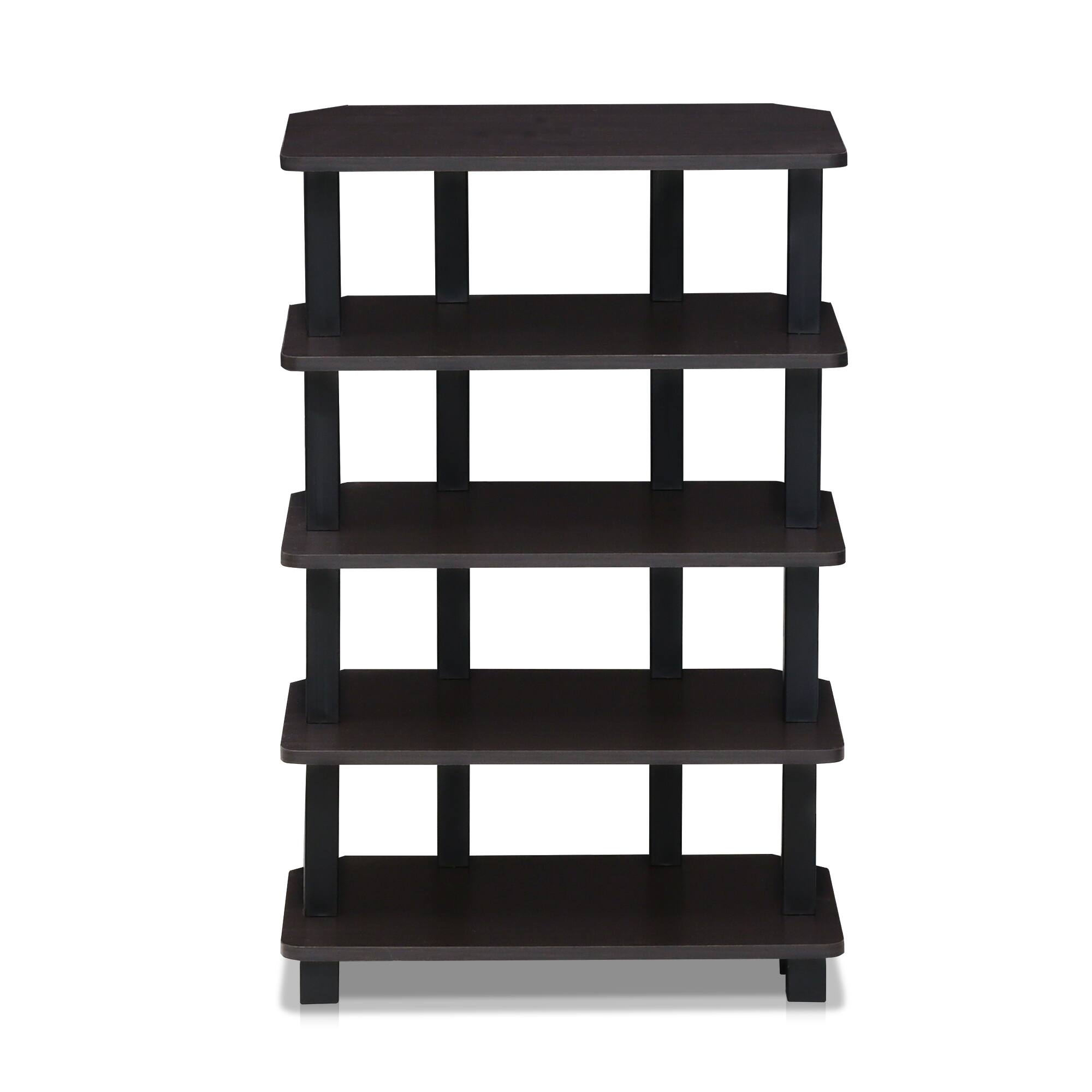 Alt View 2. Furinno - Turn-N-Tube 5-Tier Corner Storage Shelf, Espresso/Black - Espresso/Black.