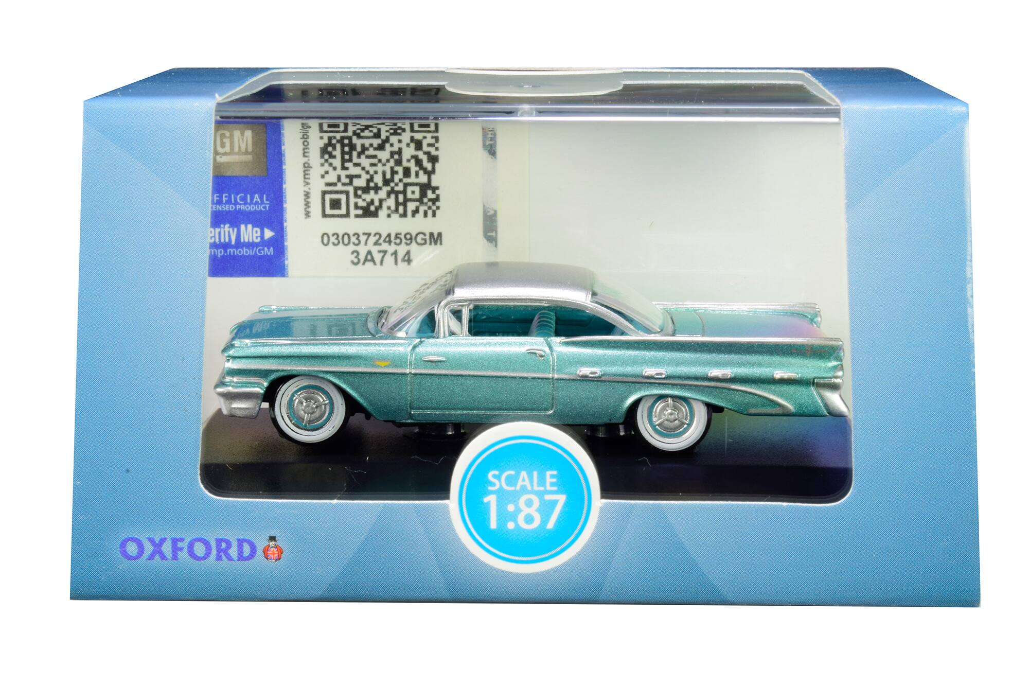 - GM
- OFFICIAL LICENSED PRODUCT
- Verify Me
- www.vmp.mobi/GM
- 030372459GM
- 3A714
- OXFORD
- SCALE 1:87