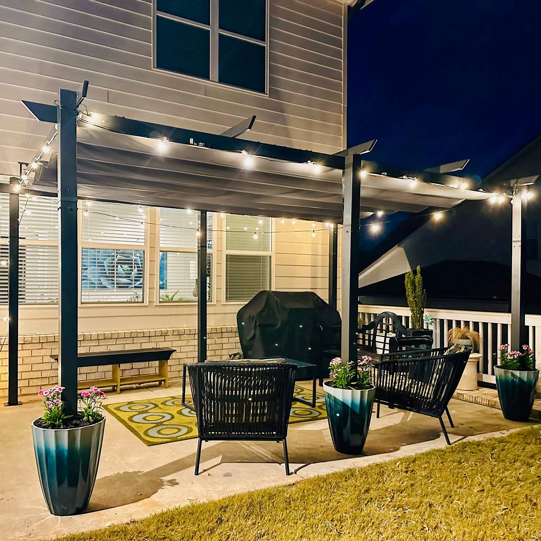 Angle. Mondawe - 11' X 16' Retractable Pergola with Weather-Resistant Canopy - Dark Gray.