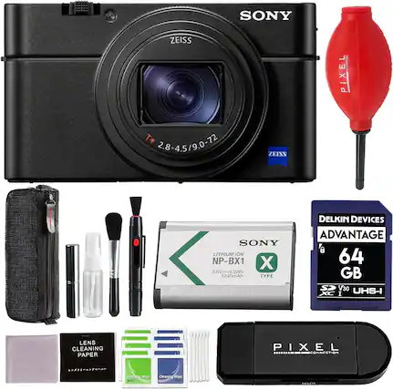 SONY ZEISS Vario-Sonnar T* 2.8-4.5/9.0-72 ZEISS SONY LITHIUM ION NP-BX1 3.6V=4.5Wh 1240mAh TYPE DELKIN DEVICES ADVANTAGE 64 GB SP V30 XC I UHS-I LENS CLEANING PAPER PIXEL CONNECTION Ciraind Wipe WET Cleanios Wipe DRY