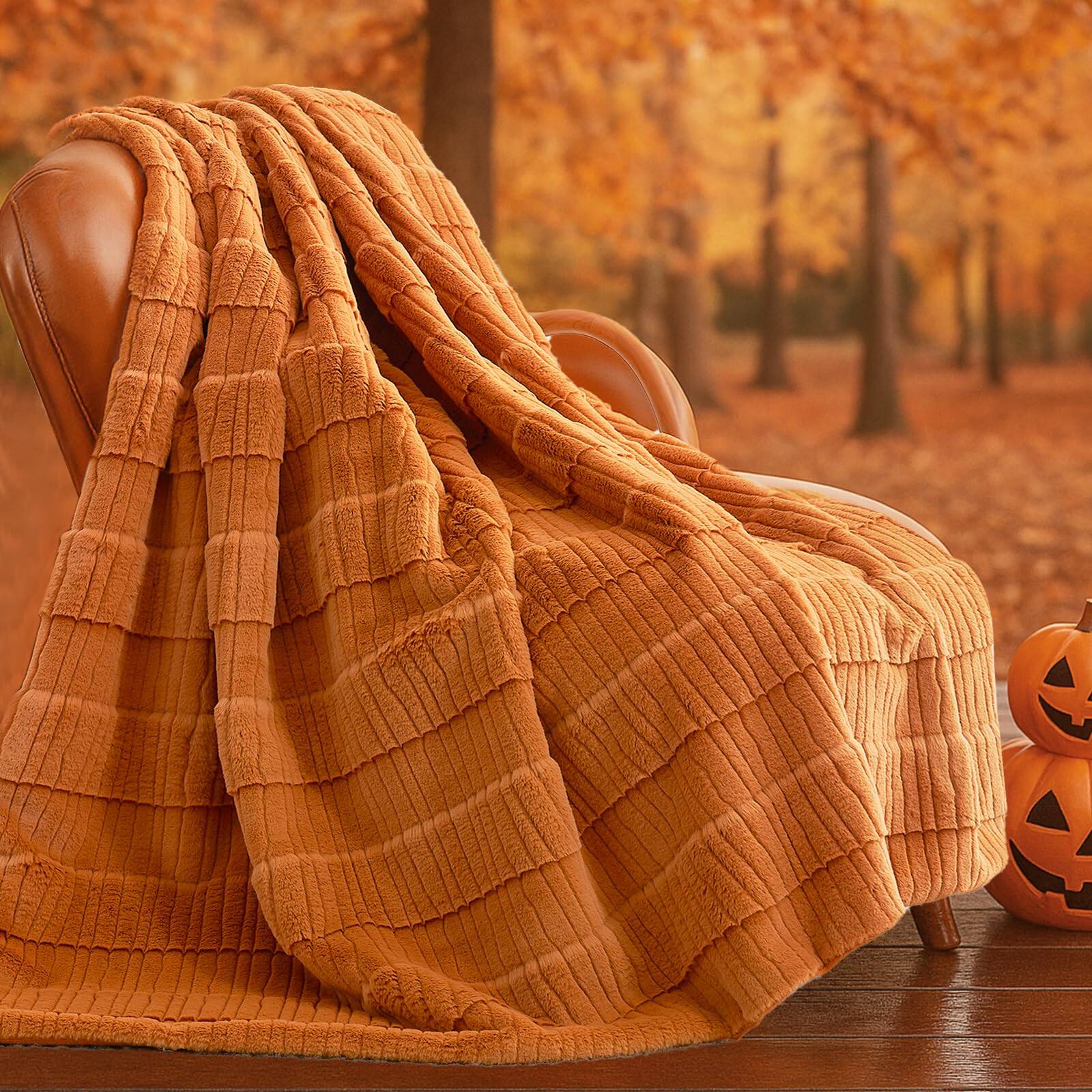 Textured Orange Brown Queen(88" x 90")