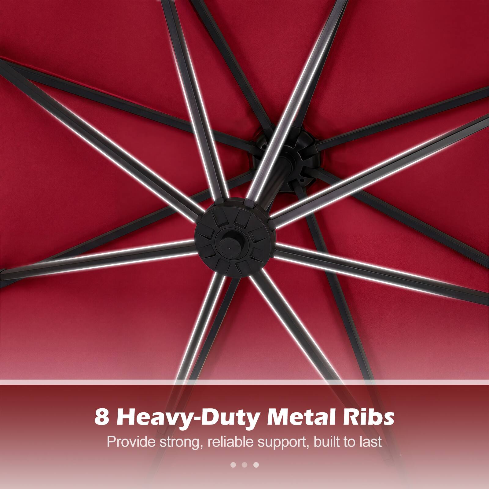 8 Heavy-Duty Metal Ribs Provide strong, reliable support, built to last