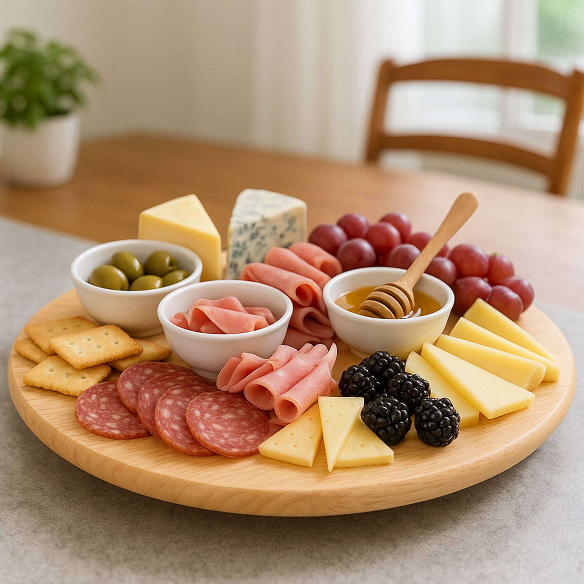 Alt View 3. PJ Wood - PJ Wood Round Natural Wooden Lazy Susan Organizer Kitchen Cabinet Turntable Tray - Natural.