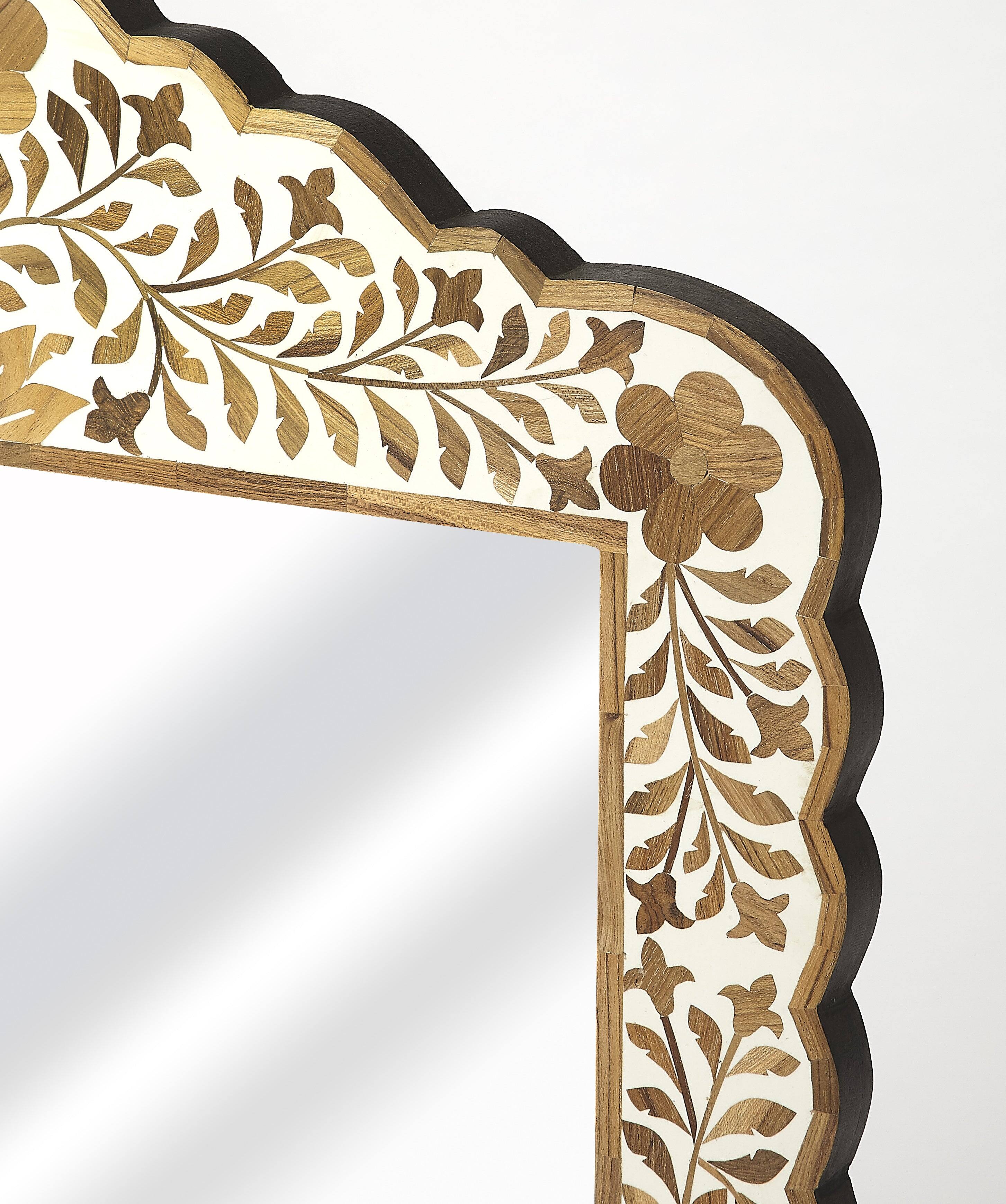 Alt View 4. Butler Specialty - Vivienne 20 in. W x 28 in. H Bone Inlay Vertical Accent Wall Mirror - Light Brown.