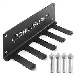 Philosophy Gym - Accessory Rack Organizer - 5 Prong - Wall Mounted Multi-Purpose Storage - Black
