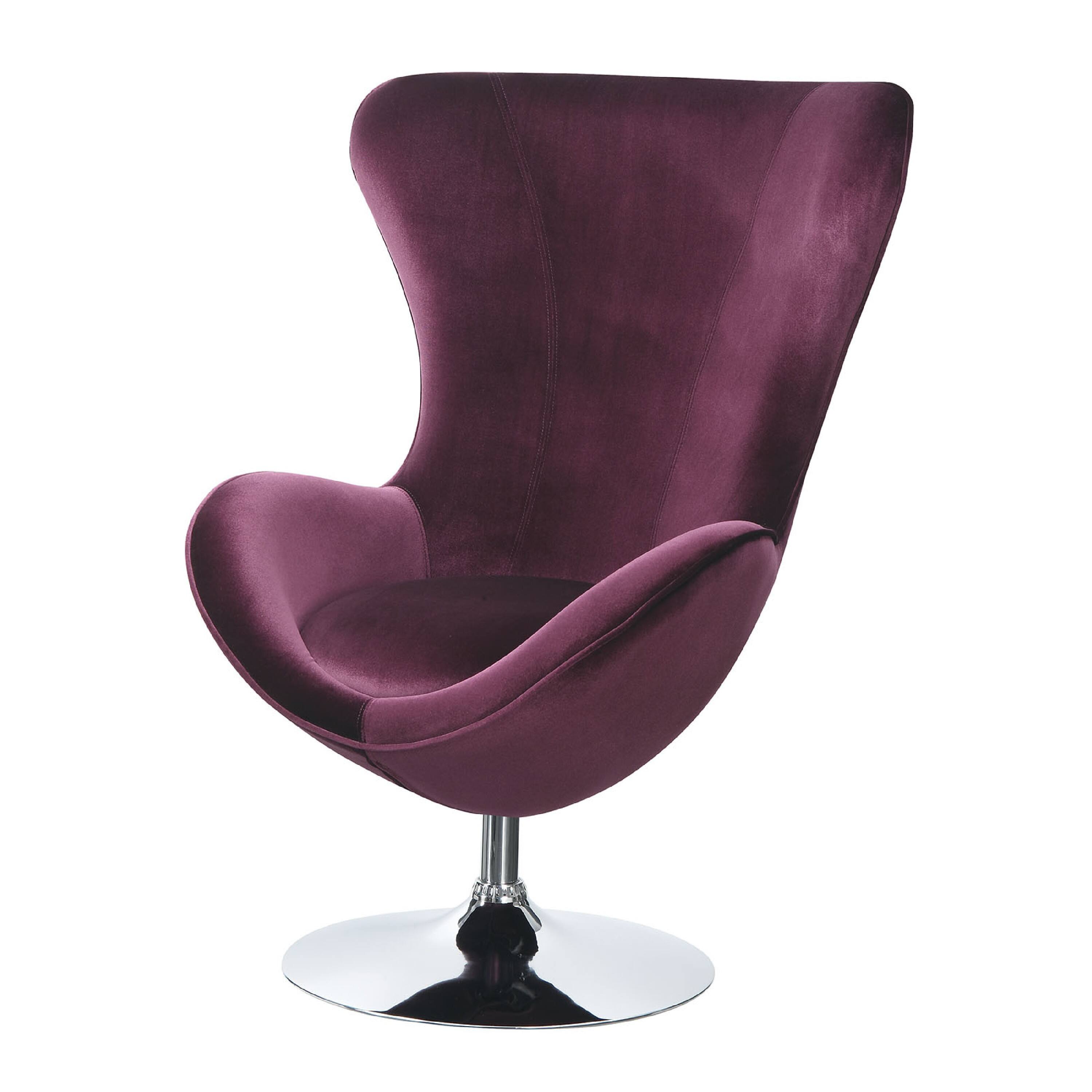 Alt View 2. Manhattan Lane - Fabric Curved Design Chair with Ottoman and Tubular Base, Set of 2 - Purple.