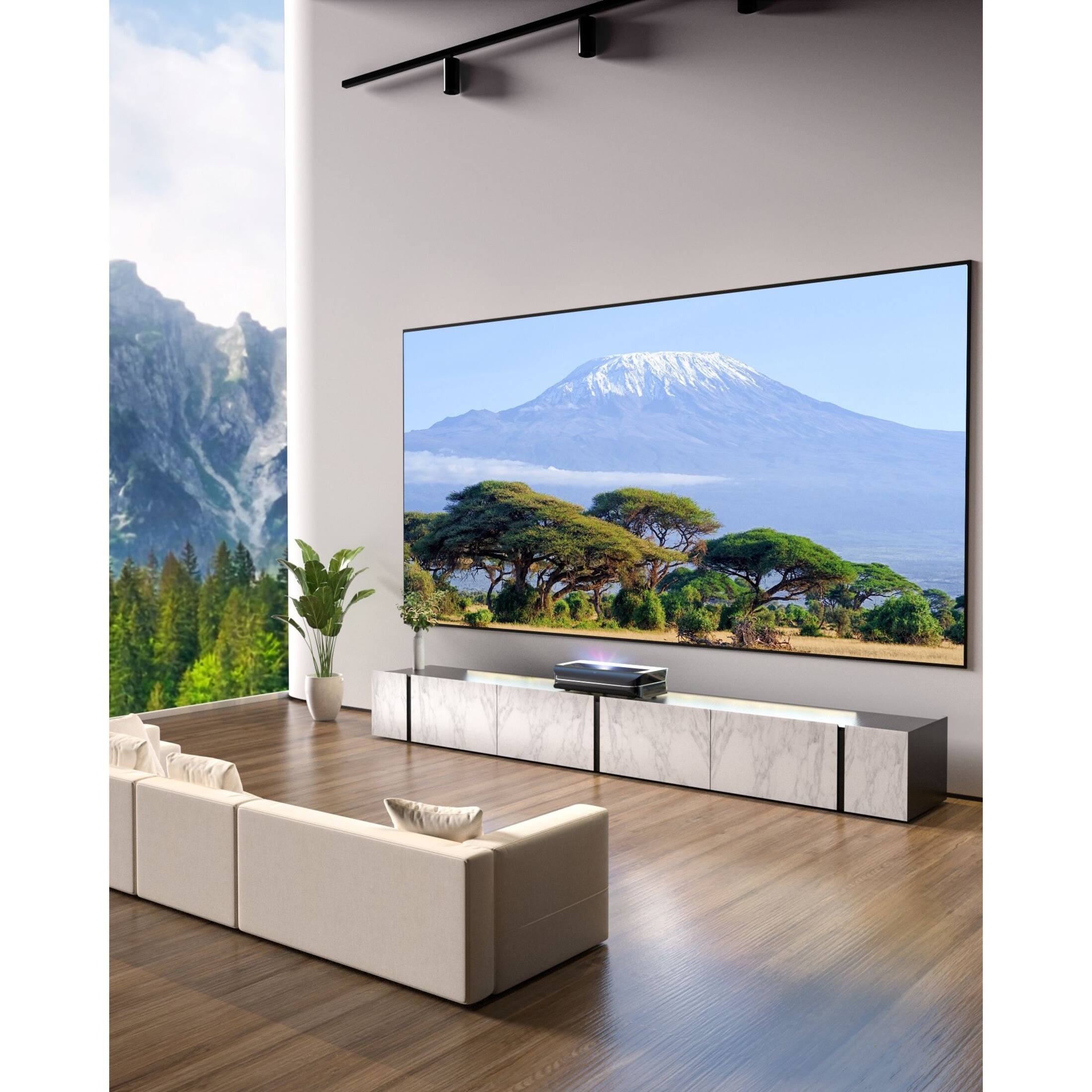 Alt View 17. AWOL Vision - ALR C-150 150" Ambient Light Rejection (ALR) Cinematic Fixed Frame Ultra Short Throw (UST) Projector Screen,4K/8K 3D - Gray.
