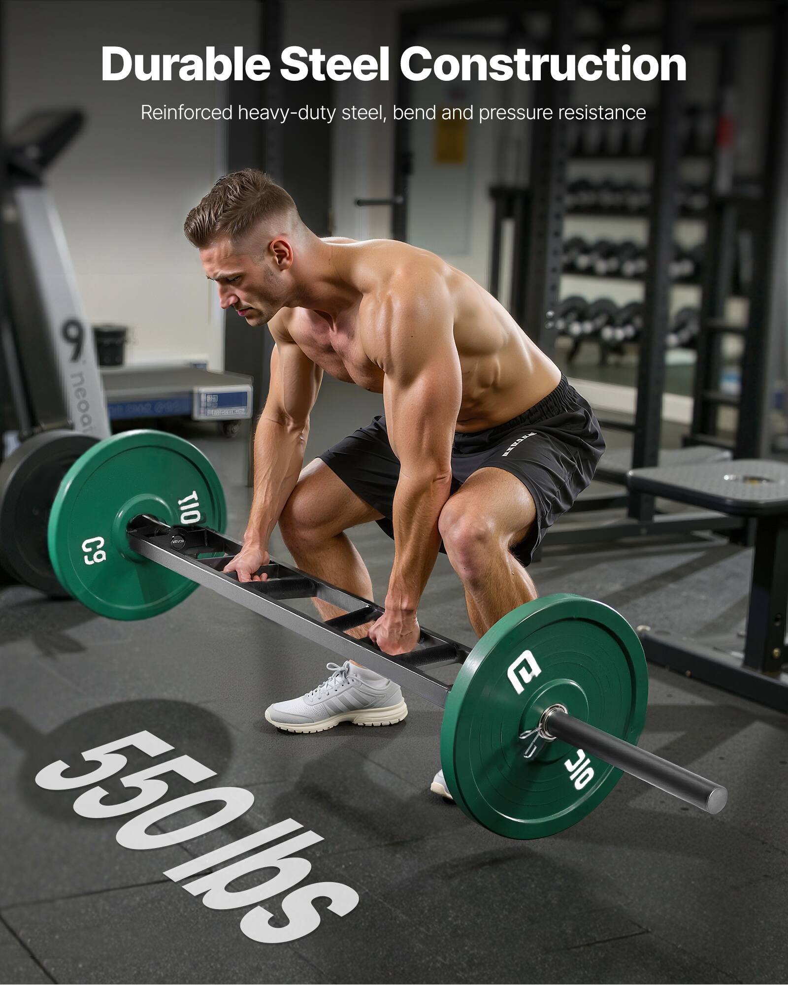 Durable Steel Construction  
Reinforced heavy-duty steel, bend and pressure resistance  
550 lbs