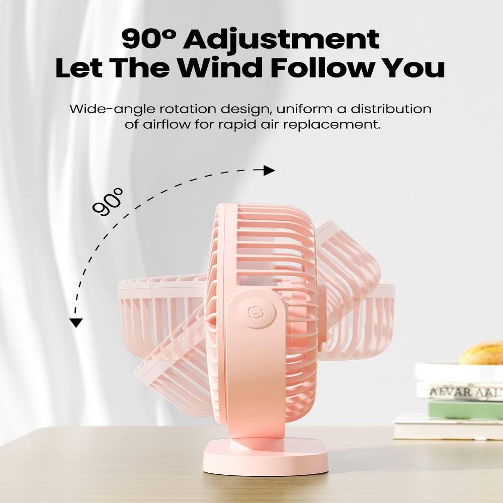 90° Adjustment  
Let The Wind Follow You  

Wide-angle rotation design, uniform distribution of airflow for rapid air replacement.