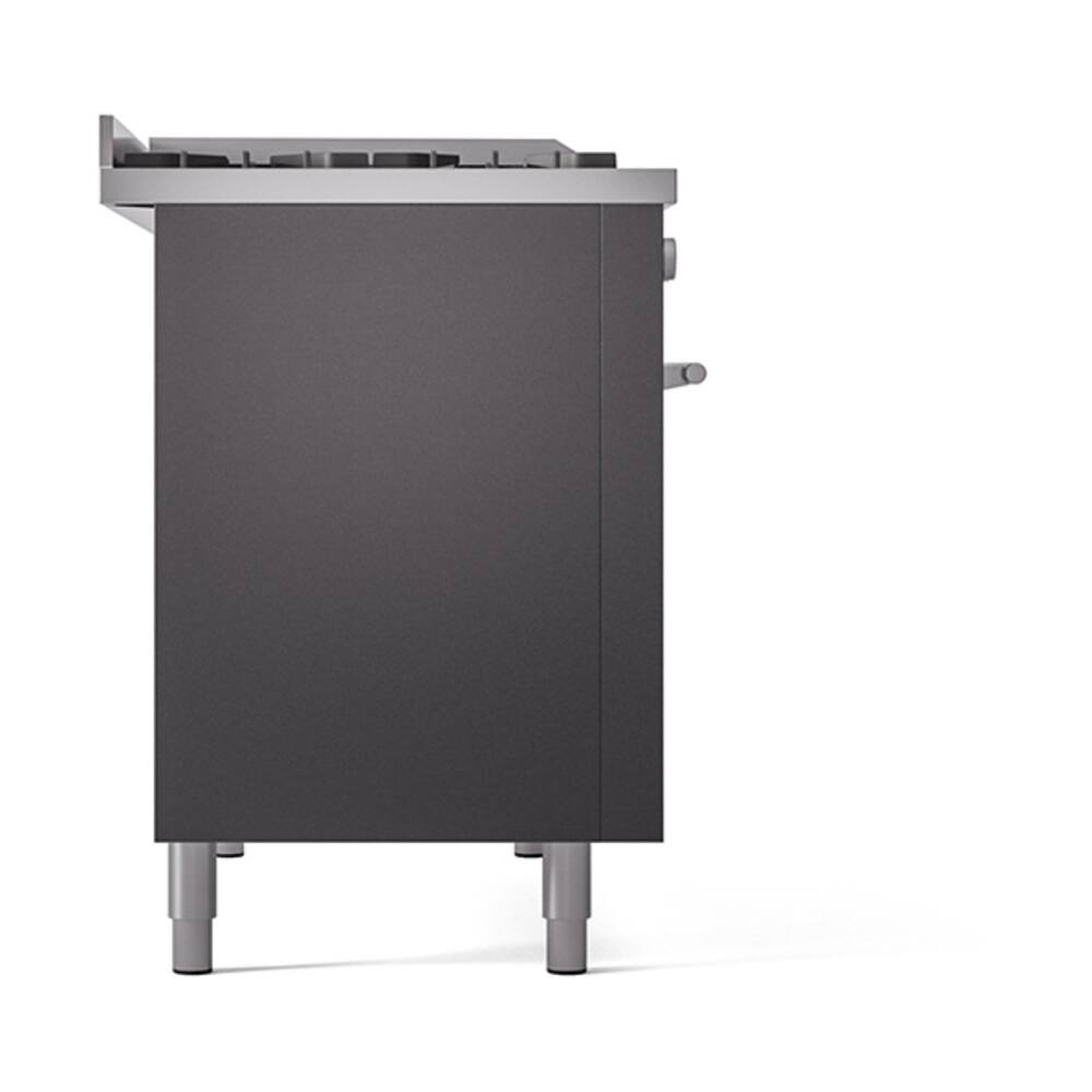 Alt View 3. ILVE - ILVE Professional Plus II Series 48 in. Dual Fuel Range with 5 Sealed Burners + Griddle (Natural Gas, Satin Trim) - Graphite Matte.