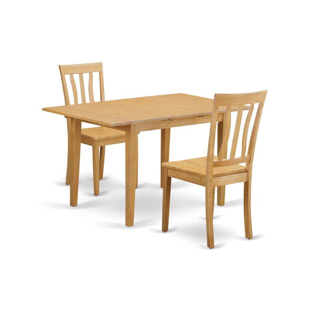 Back. East West Furniture - 3 PC Dinette Table set - Kitchen dinette Table and 2 Dining Chairs - Oak.