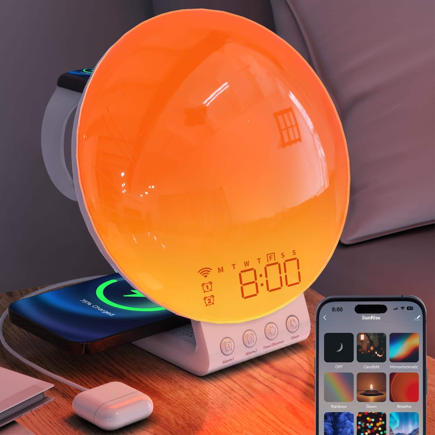 Dazzed Corner - Sunrise Alarm Clock Smart, Night Light Wake up Light - White