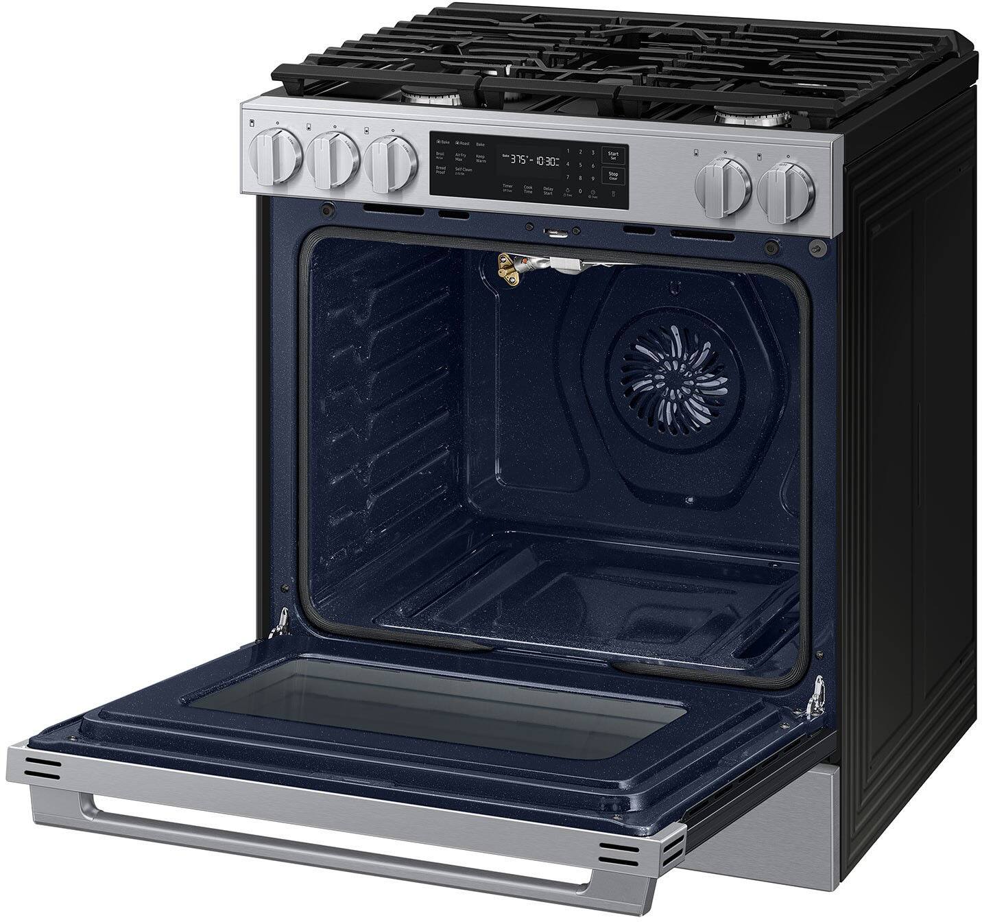 Alt View 23. Samsung - 6.0 cu. ft. Bespoke Smart Slide-In Gas Range  with No-Preheat Air Fry Max - Stainless Steel.