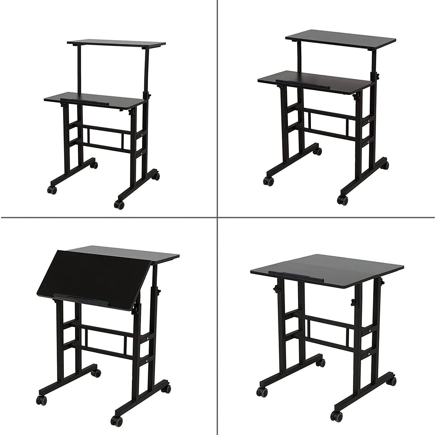 Alt View 3. SDADI - SDADI S001BFBT Adjustable Height Mobile Standing Office Computer Desk, Black - Black.