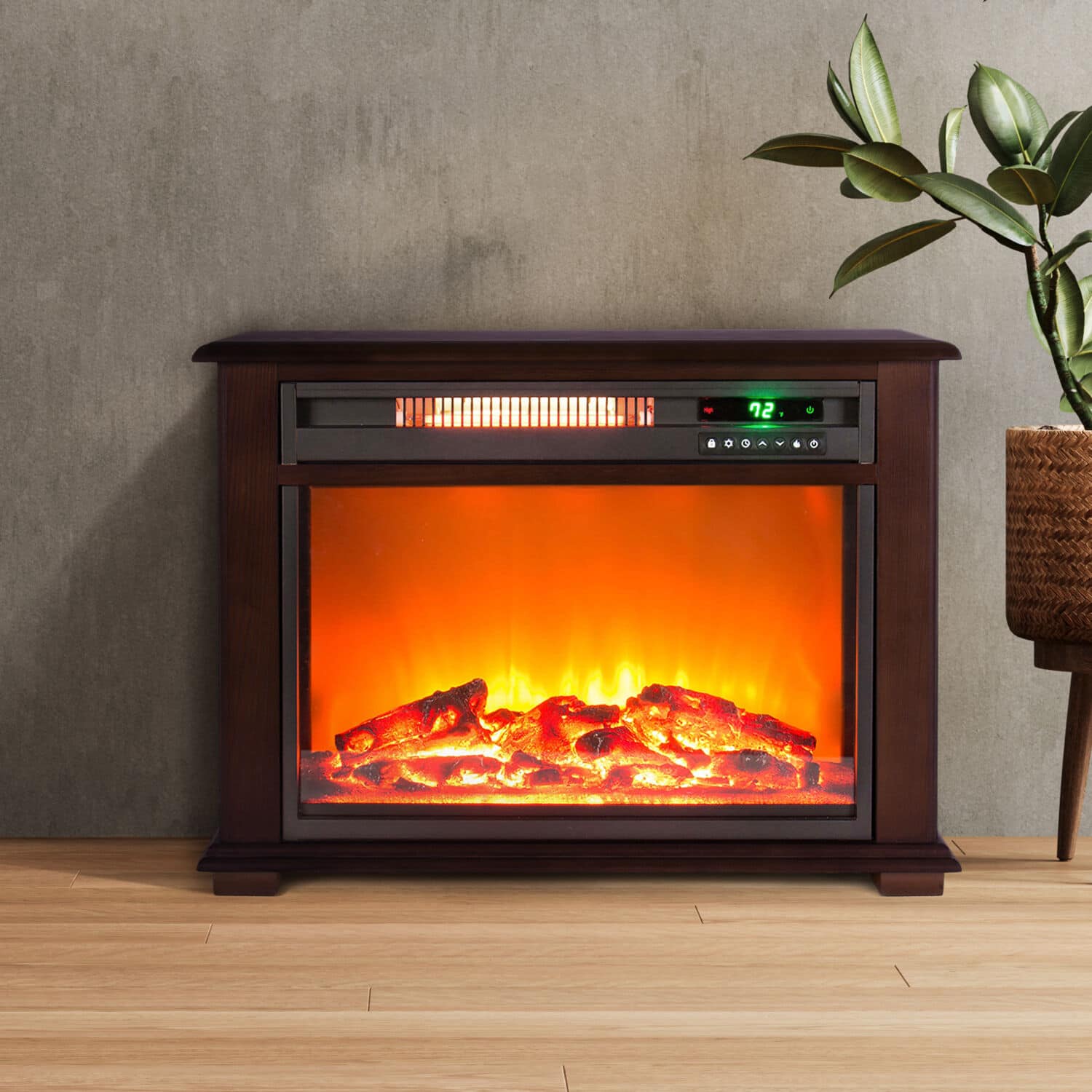 Alt View Zoom 16. Lifesmart - 3-Quartz Infrared Fireplace Heater - Dark Walnut.