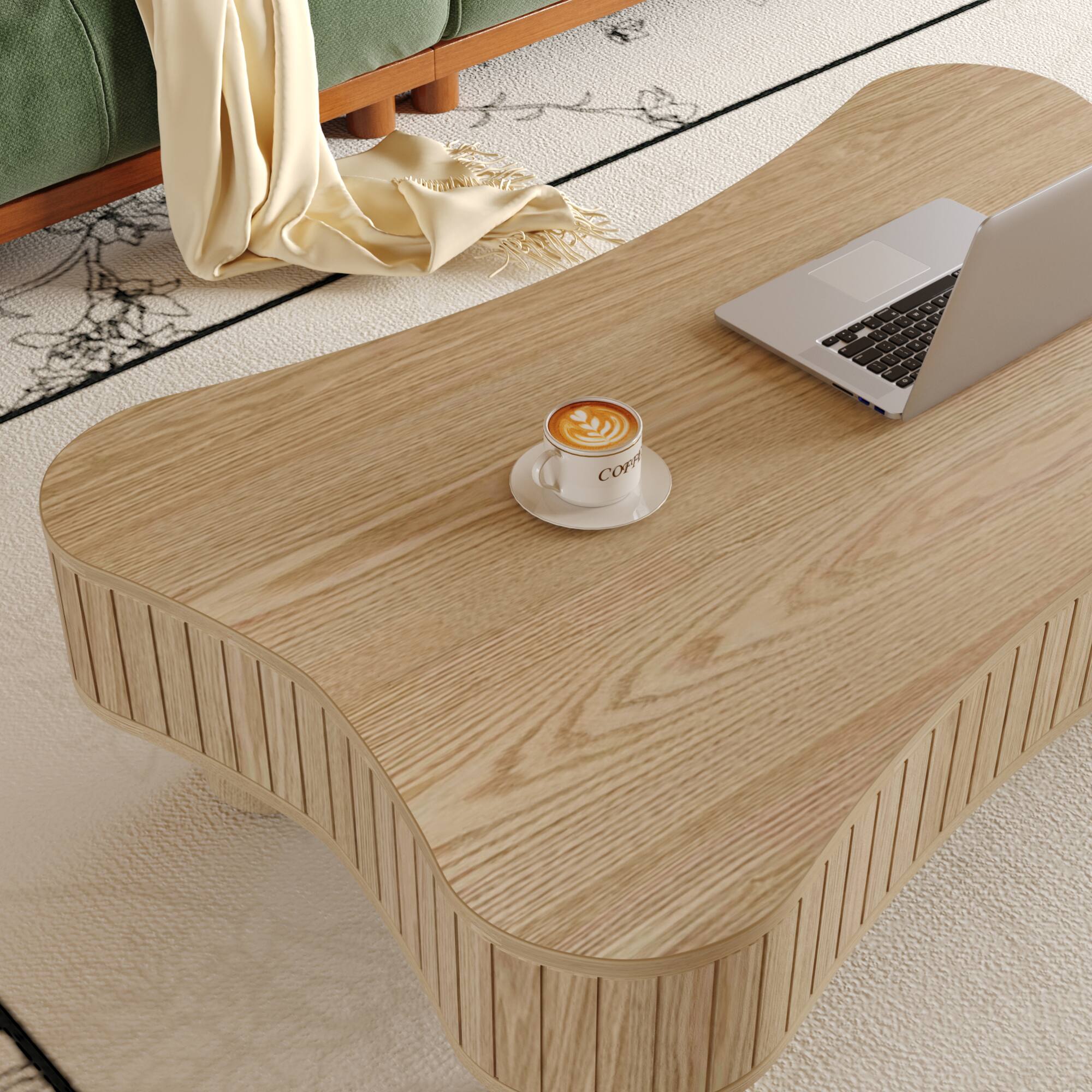 Alt View 4. GOODSILO - Functional Lift Top Coffee Table with Hidden Storage and Silent Hydraulic Mechanism for Living Room Spaces - Natural Wood.