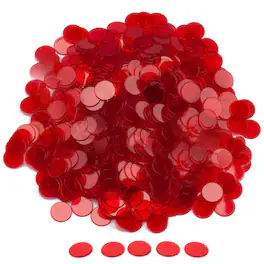 GSE Games & Sports Expert - 1,000 Pieces of 3/4-inch Plastic Transparent Bingo Chips for Bingo Game Party (Red)