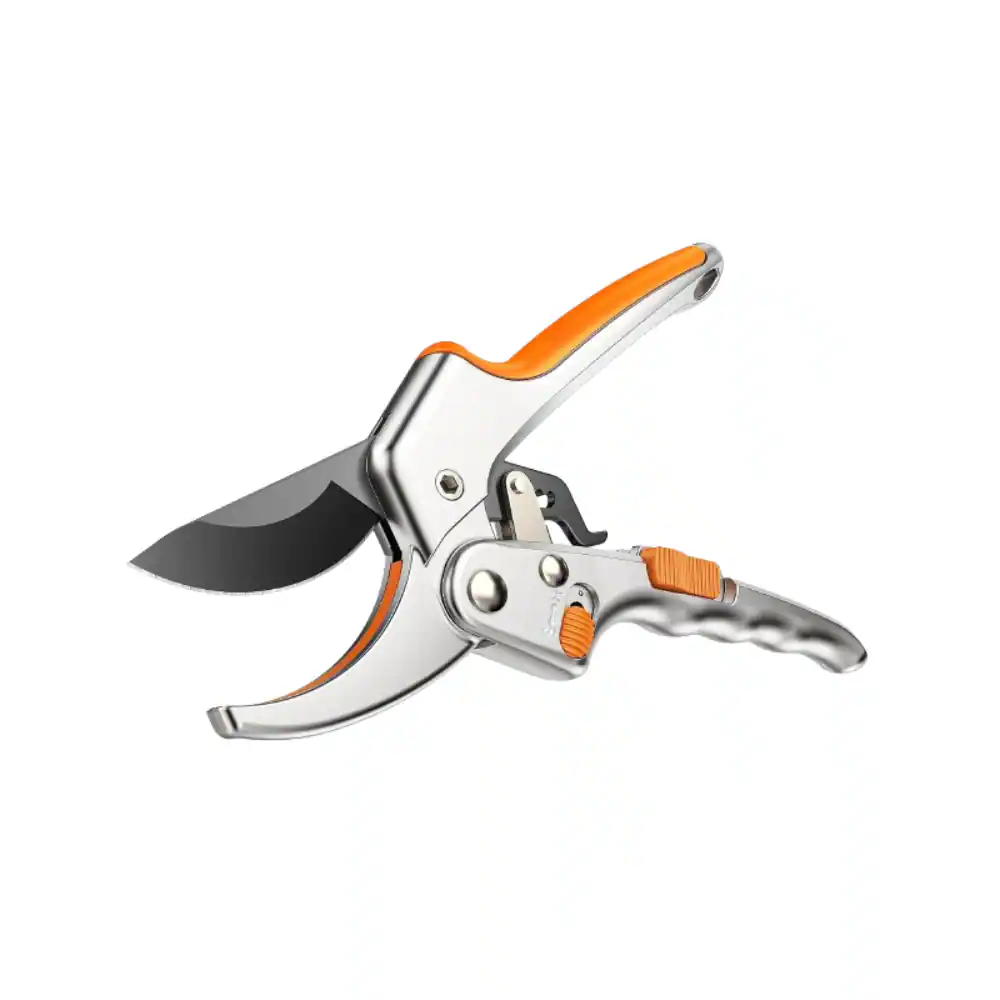 Front. Alchemy Casas - CLASSIC NON-SLIP PRUNING SHEARS - Silver Orange.