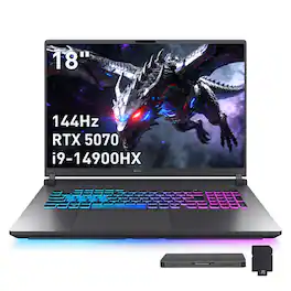 ASUS - ROG Strix G18 18" WUXGA Gaming Laptop,Intel i9-14900HX,32GB RAM,2TB SSD+1TB Dock Set,GeForce RTX 5070,Win11Pro - Gray