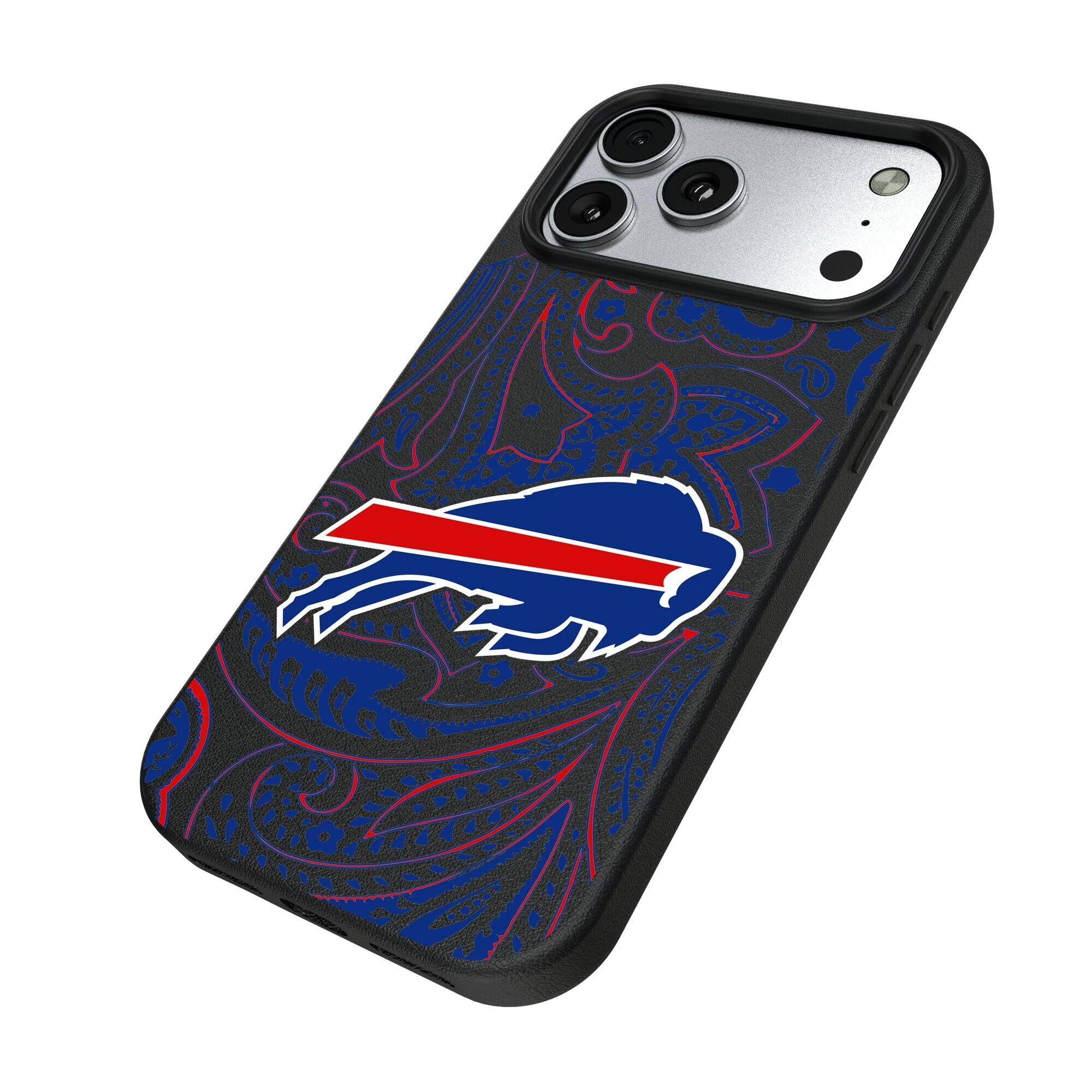 Alt View 1. Keyscaper - Buffalo Bills Paisley iPhone Magnetic Bump Case - 15 - Black.