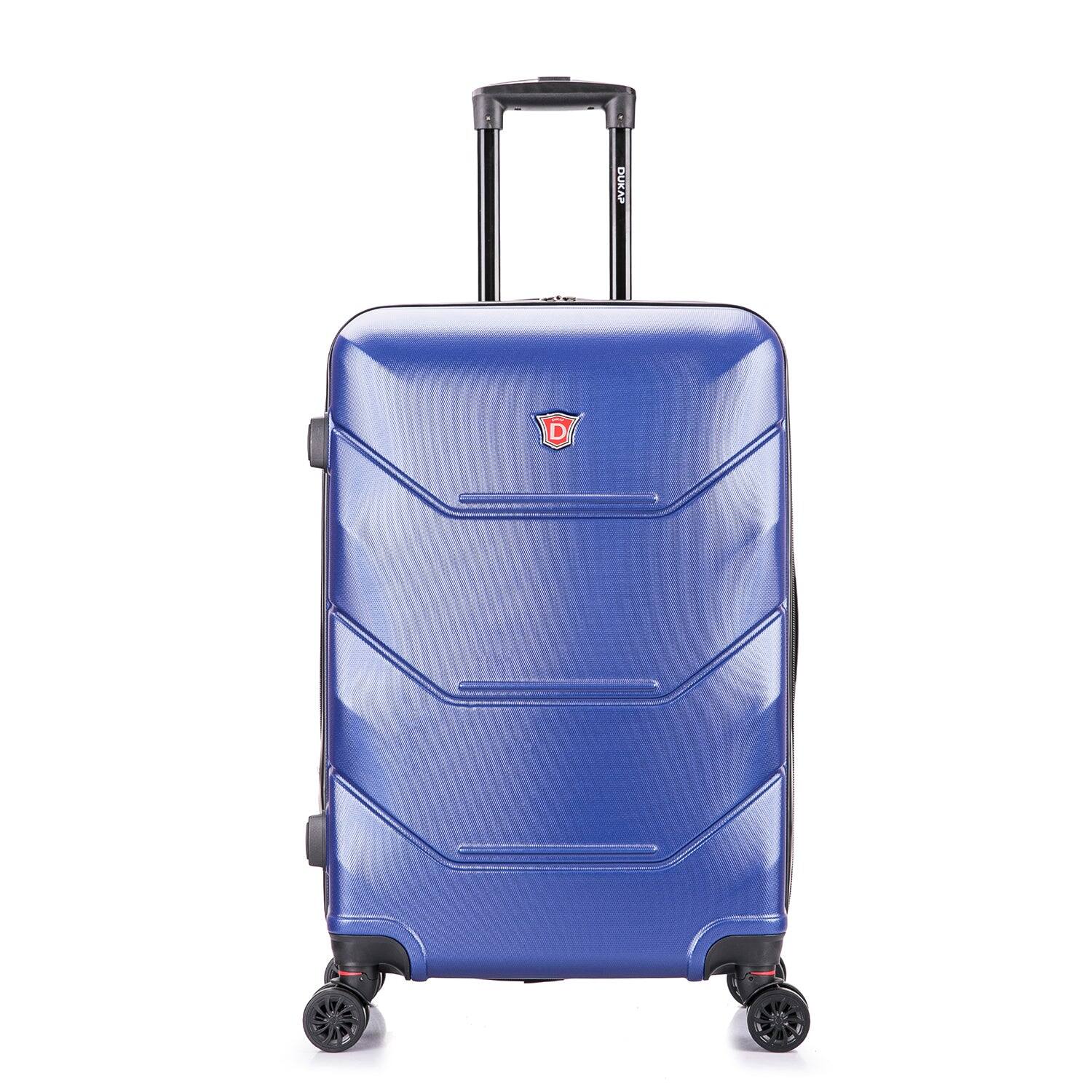 Angle. DUKAP - Zonix Lightweight Hardside Spinner Luggage 26" Luggage - BLUE.