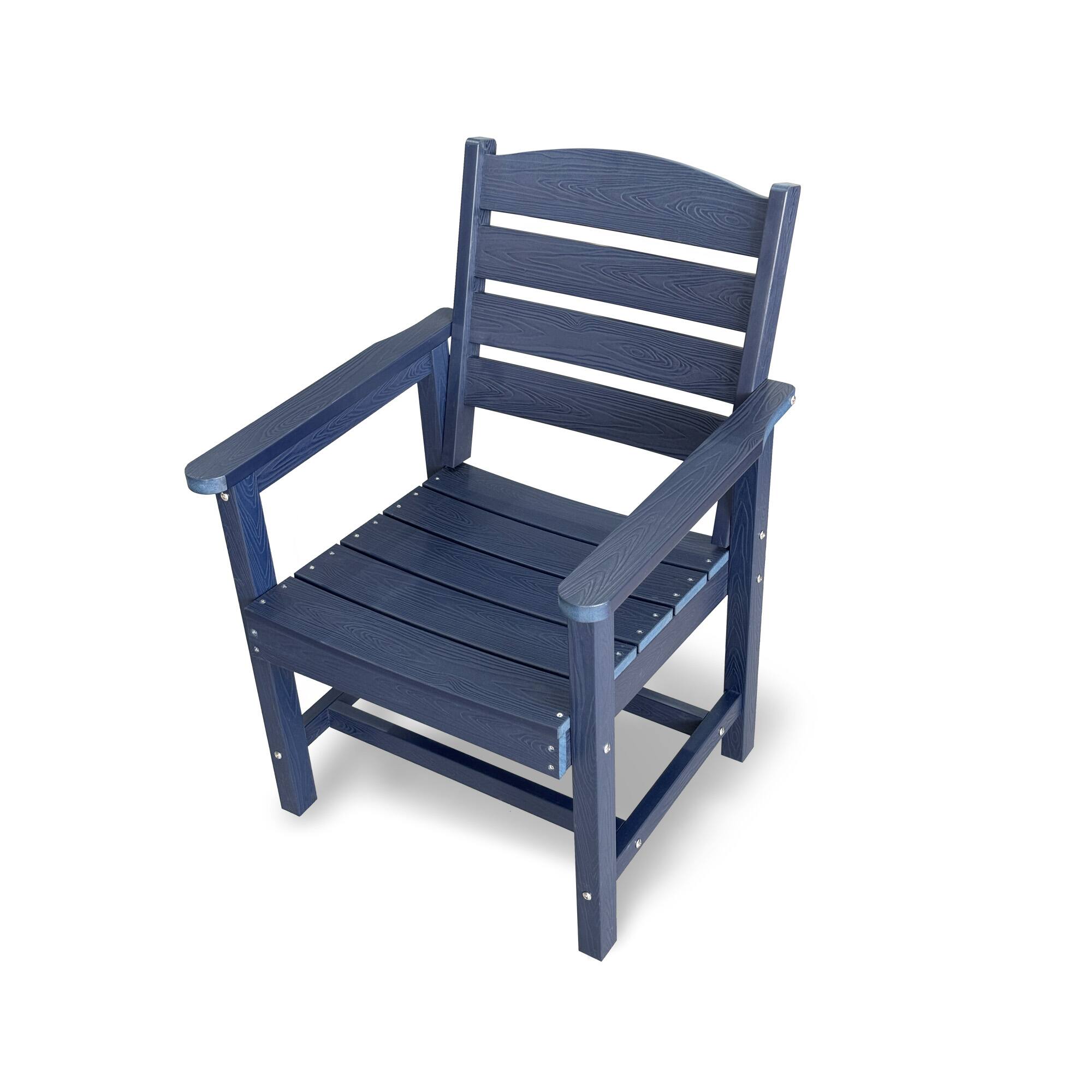 Angle. Fortune Candy - Poly Lumber Patio Dining Chair Set of Two, HIPS Outdoor Ladder Back Chair, Weather Resistant (Navy Blue, 2 Piece) - Navy Blue.