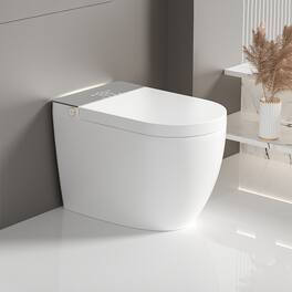 Loheer - Integrated Bidet Toilet With Heated Seat and Automatic Opening Lid - White and gray