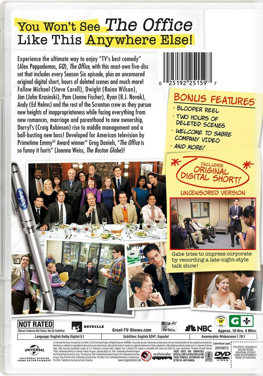 Back. The Office - An American Workplace: Season 6 [DVD].