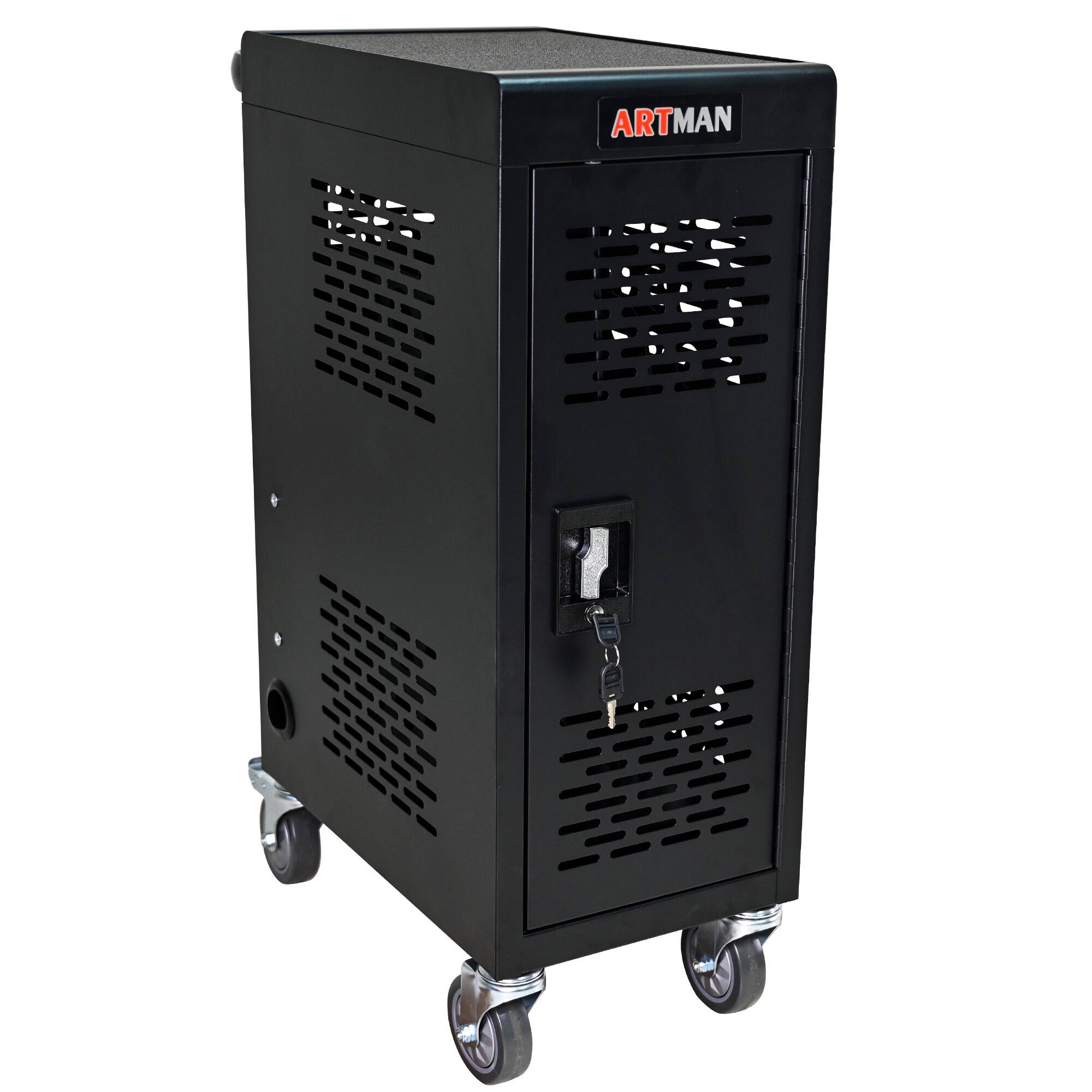 Left. APRILSOUL - 16-Compartment Removable Locking Charging Cabinet for Laptop Chromebook-Black - Black.