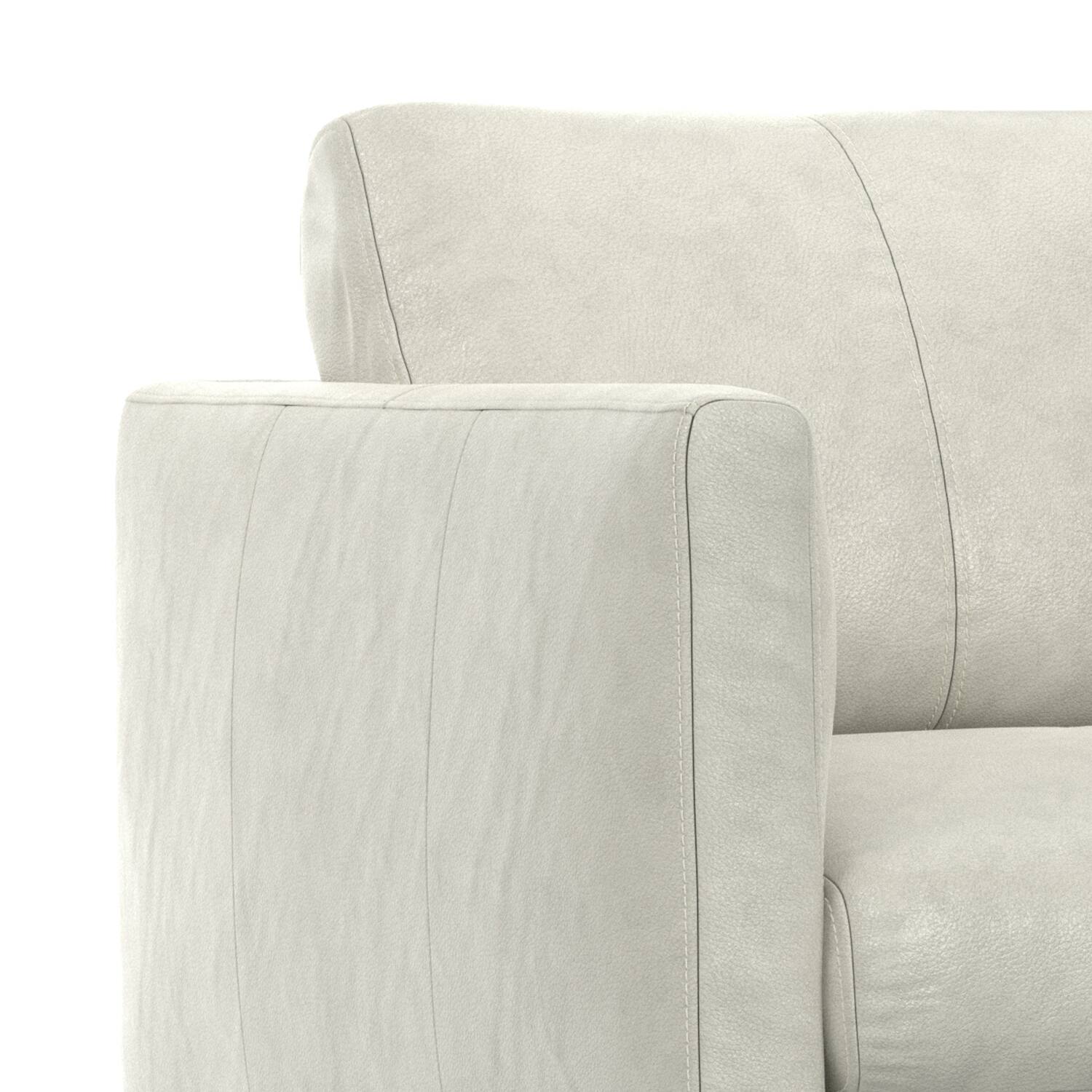 Alt View 1. Simpli Home - Stevens Modern, Mid - Century 60 inch Wide Sofa in Light Smoke Grey Genuine Leather - Light Smoke Grey.