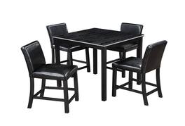 Boyel Living - 5-Piece Counter Height Square Dining Set with Crystal Edge Wood Top and 4 Upholstered Chairs - Black