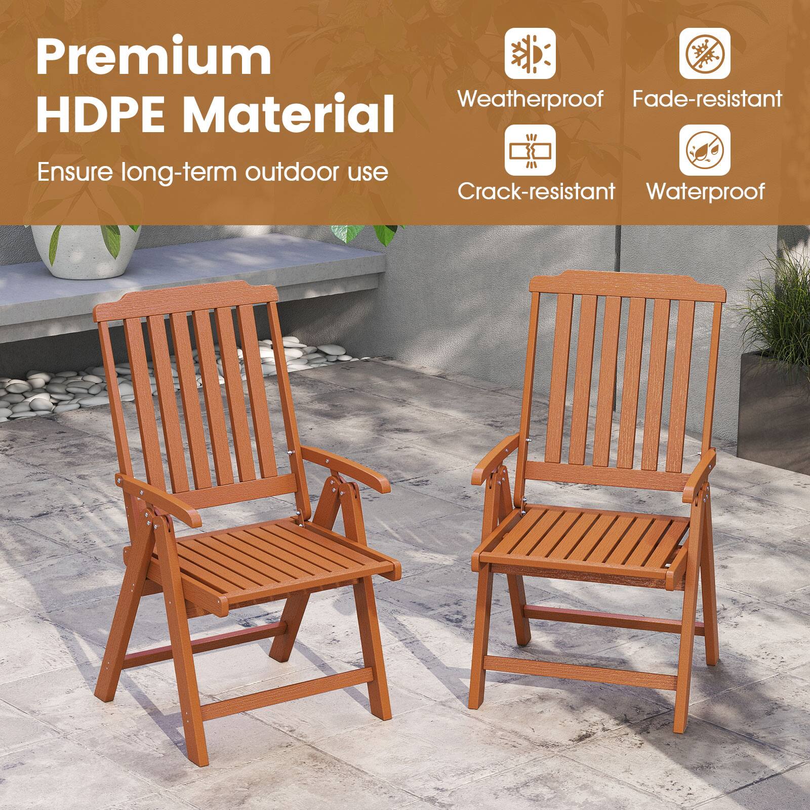 Premium HDPE Material  
Ensure long-term outdoor use  

Weatherproof  
Fade-resistant  
Crack-resistant  
Waterproof
