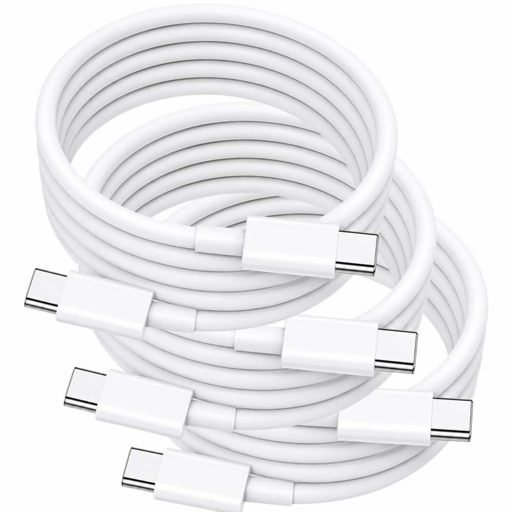 Qixxronics - 3PCS USB-C to USB-C Cable 6FT, Charging & Data Sync Cord for iPhone 17/16/15 Plus Pro Max, iPad, Galaxy, Switch, & More - White