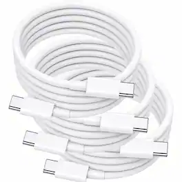 Qixxronics - 3PCS USB-C to USB-C Cable 6FT, Charging & Data Sync Cord for iPhone 17/16/15 Plus Pro Max, iPad, Galaxy, Switch, & More - White