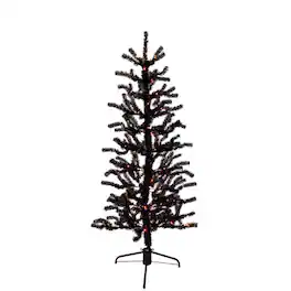 Celebrations - Orange/Purple 140 ct 5 ft. LED Prelit Animated Halloween Tree - Black | Orange | Purple