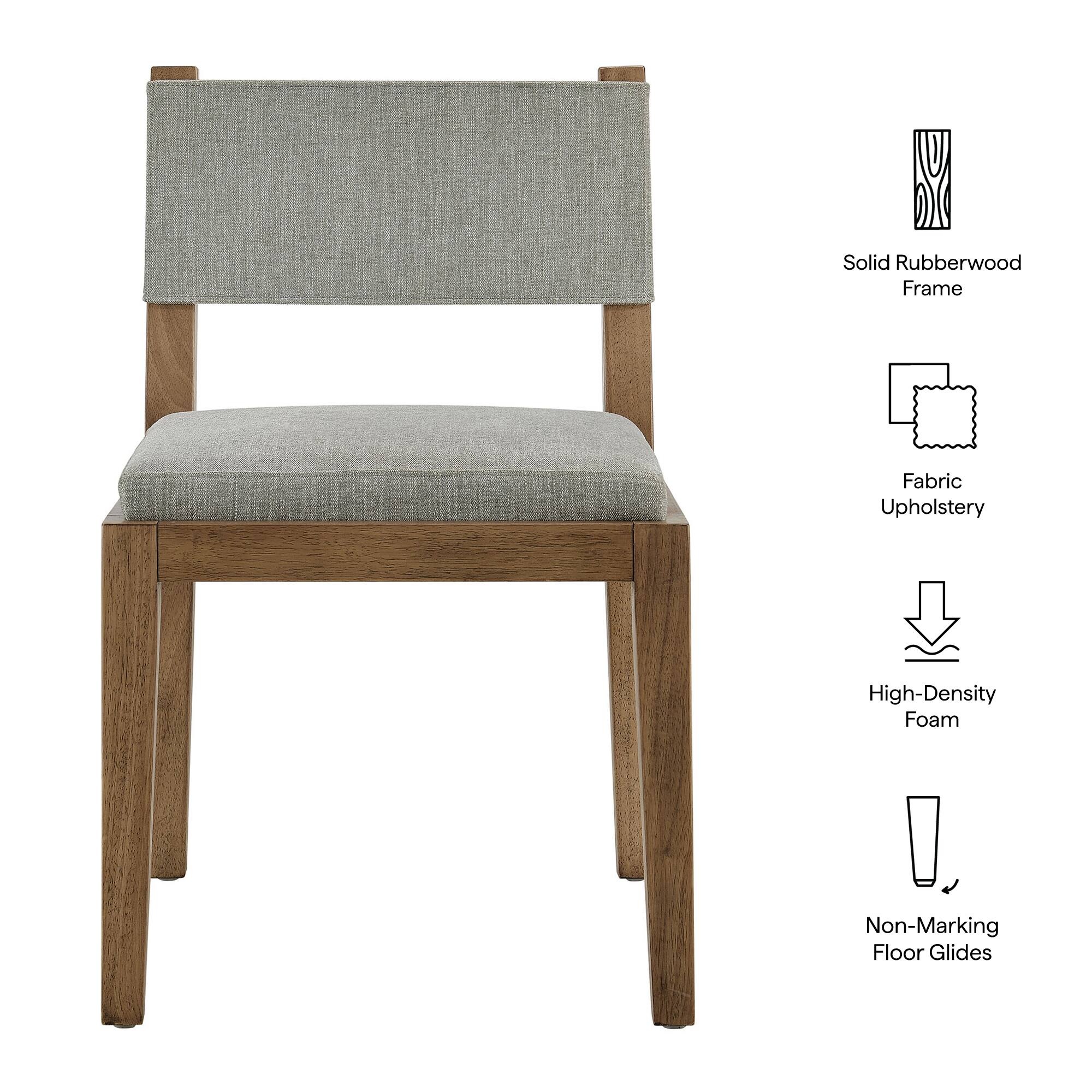Solid Rubberwood Frame  
Fabric Upholstery  
High-Density Foam  
Non-Marking Floor Glides