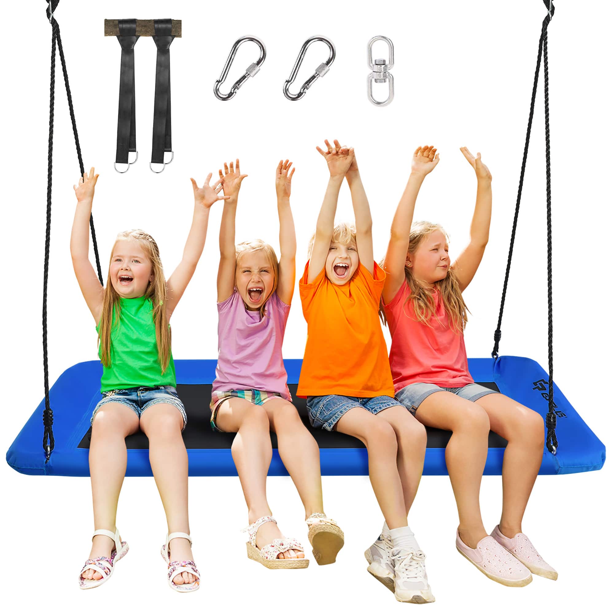 Costway - 700lb Giant 60" Platform Tree Swing Outdoor w/ 2 Hanging Straps - Blue