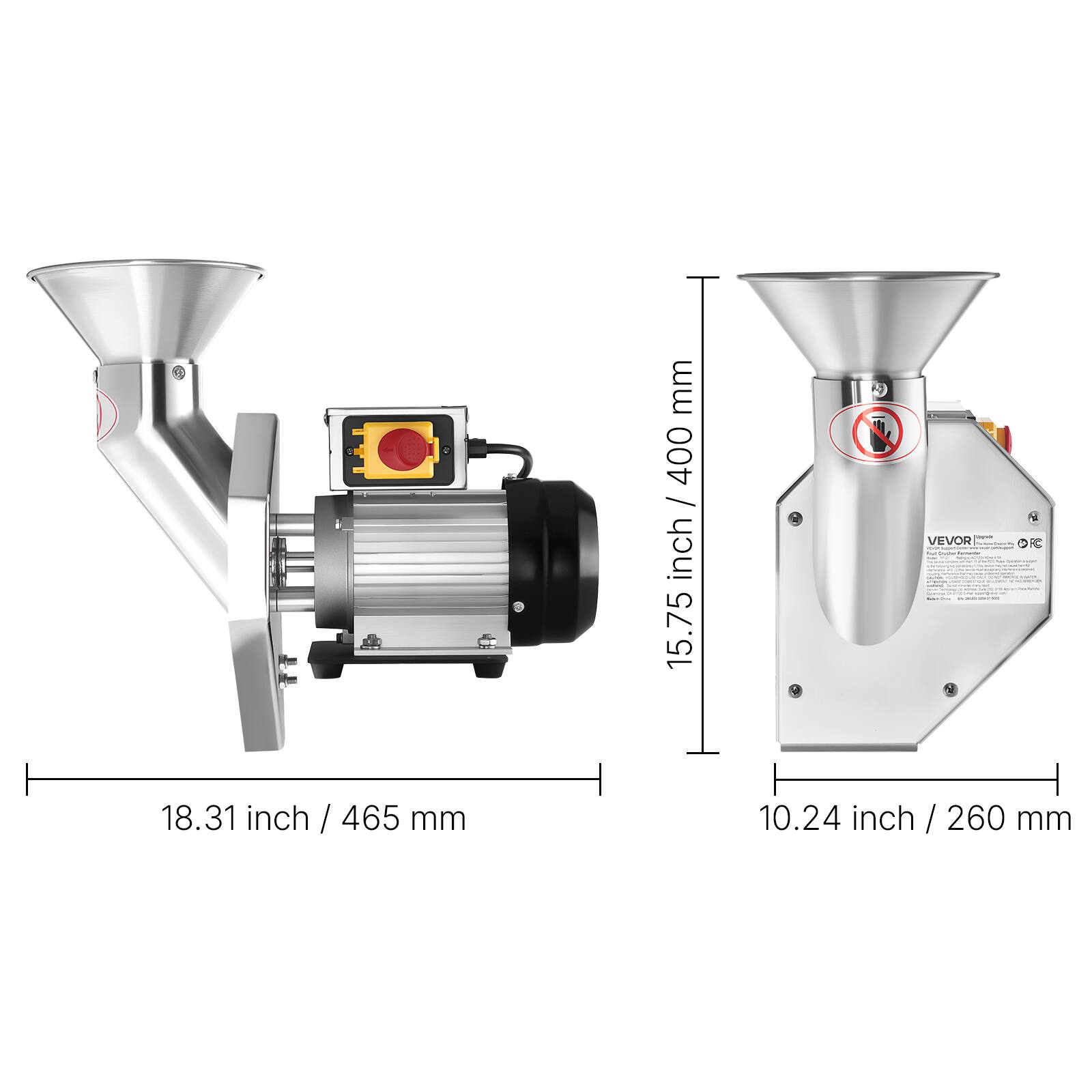 mm / 400 inch 15.75  
junce VEVOR Sourched  
DFC  
18.31 inch / 465 mm  
10.24 inch / 260 mm