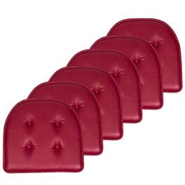 Sweet Home Collection - U-Shape Memory Foam Chair Pad Cushion No Slip Faux Leather 16" x 17", 6-Pack - Burgundy
