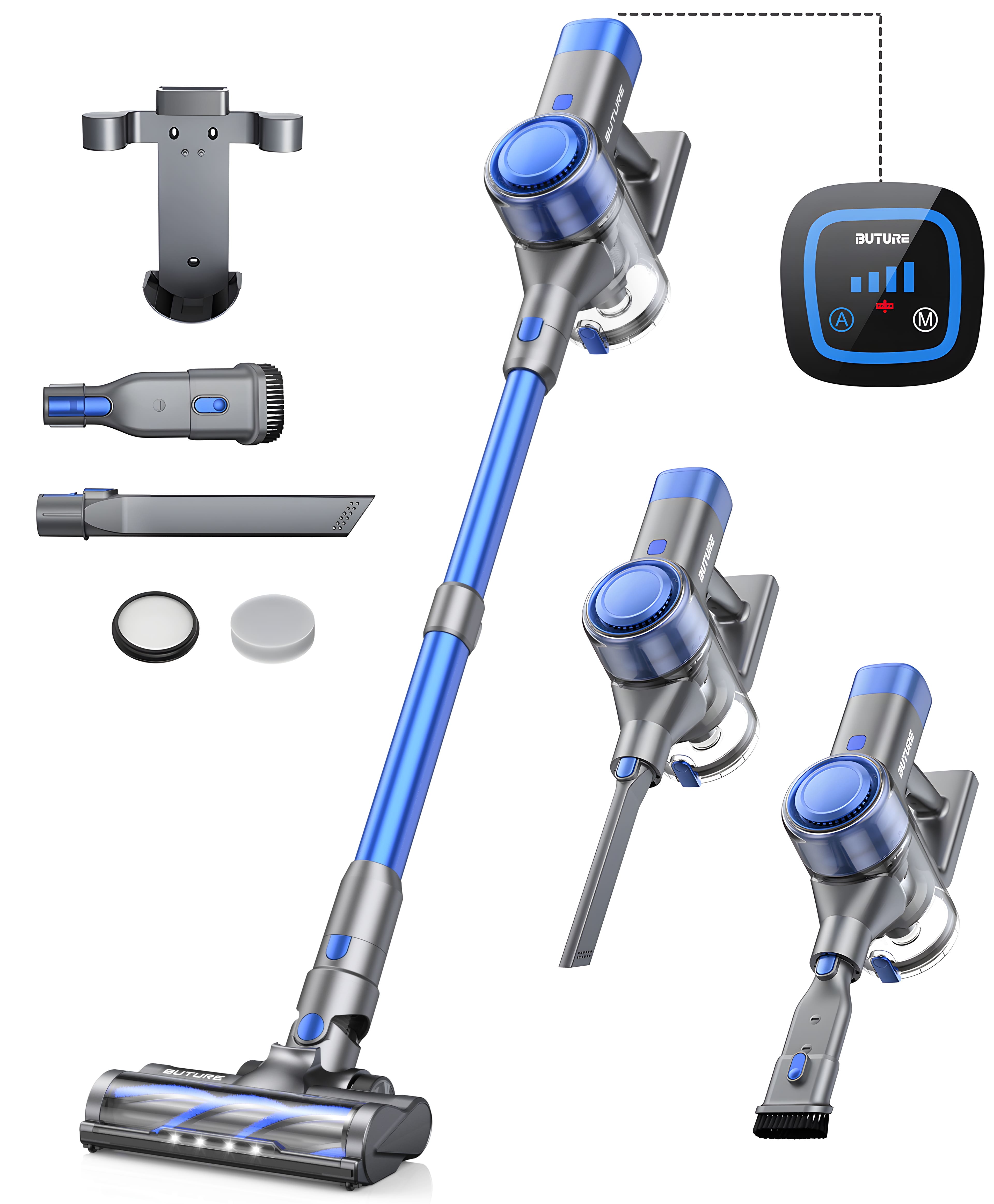 Buture - Cordless Vacuum Cleaner, 450W 38Kpa Vacuum Cleaners for Home Stick Vacuum with Aromatherapy Design - Blue