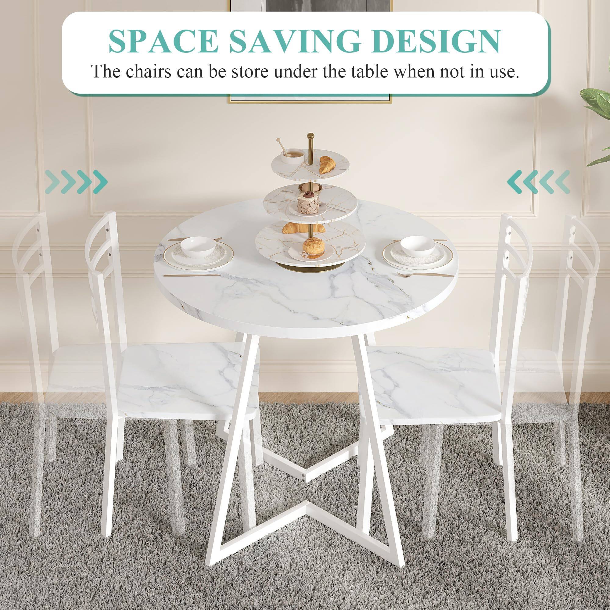 SPACE SAVING DESIGN  
The chairs can be stored under the table when not in use.