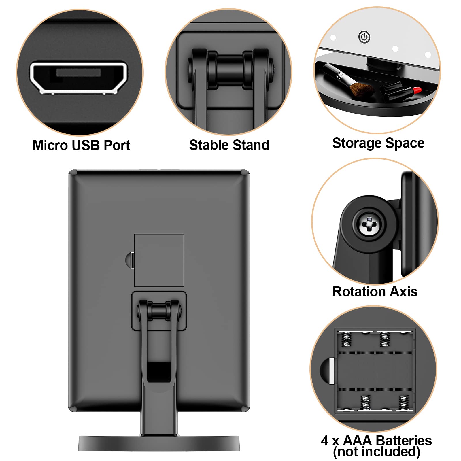 Alt View 3. Earthley Blooms - Mirror Light Touch High Quality Product with Modern Design for Daily Use Elegant Stylish Appearance - Rose Gold.